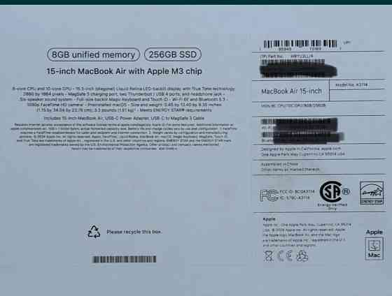 Ноутбук MacBook 15-inch Air MRYU3LL/A with Apple M3 chip 2023 8/256Gb. Київ