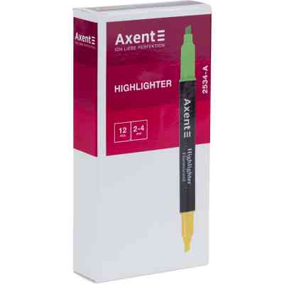 Маркер Axent Highlighter Dual 2-4 мм клиновидный голубой+желтый (2534-02-A) Винница