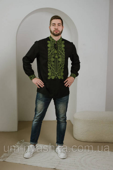 Чоловіча лляна вишиванка чорна Всеволод чорна чоловіча вишиванка Кривий Ріг - фото 7