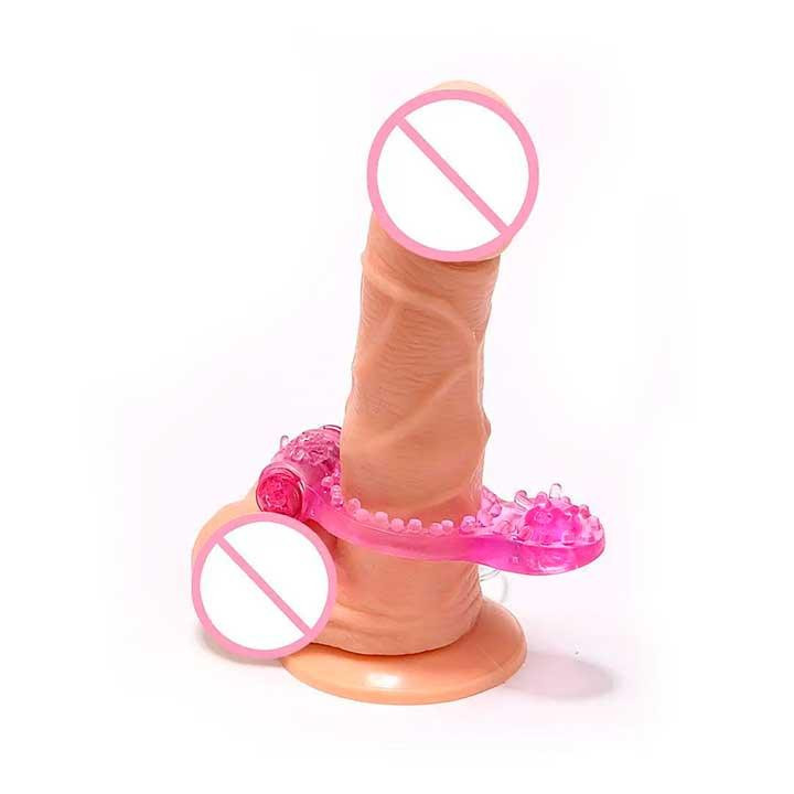 Еластичне ерекційне кільце зі щетинками та вібрацією - Рожевий Вінниця - фото 2