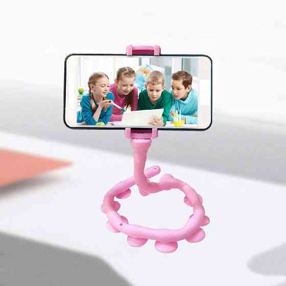 Гибкий держатель для телефона с присосками универсальный Cute Worm Lazy Holder. Цвет: розовый UL-92 Львов