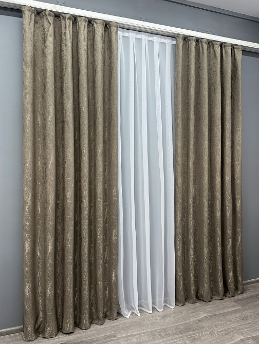 Комплект штор VR-Textil Жакард Viva Marmo № 1786ш Какао 150х290 см 2 шт (33-0753) Київ - фото 4