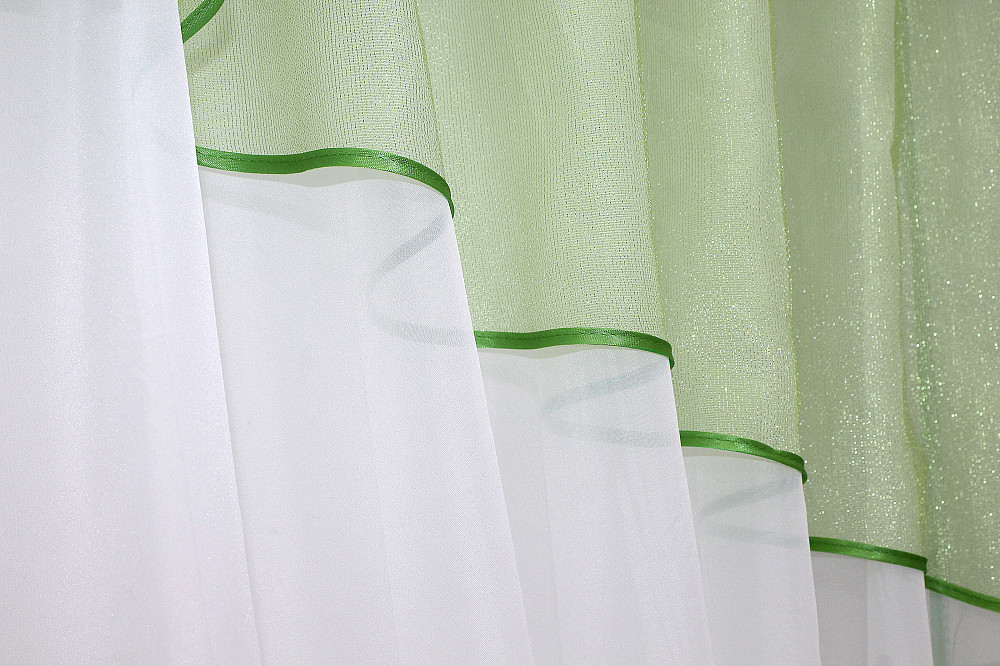 Кухонні штори VR-Textil № 091к з ламбрекеном і підв'язками салатовий із білим 280х170 см (59-565 ) Київ - фото 4