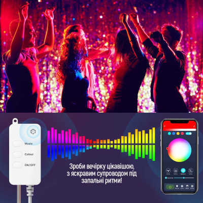 Гирлянда ColorWay Smart LED RGB WiFi+Bluetooth 10M 60LED IP65 (CW-GS-60L10UMC) Винница - изображение 3