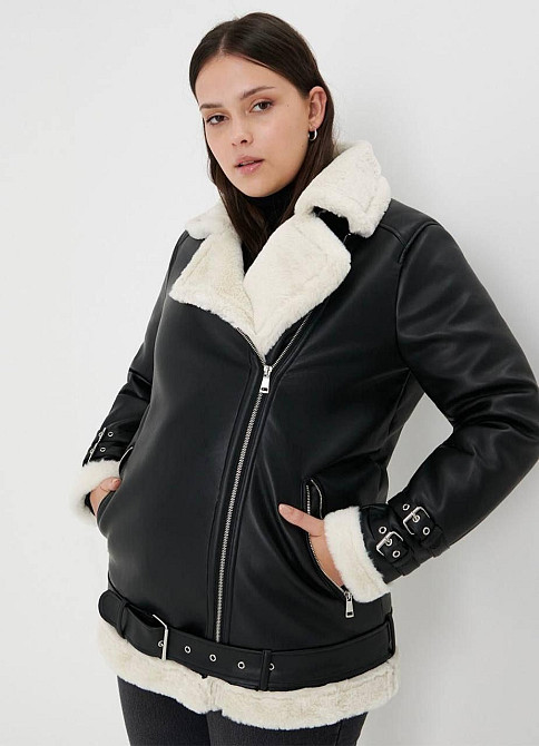 Жіноча стильна дублянка зі штучним хутром 44 Одеса - фото 1