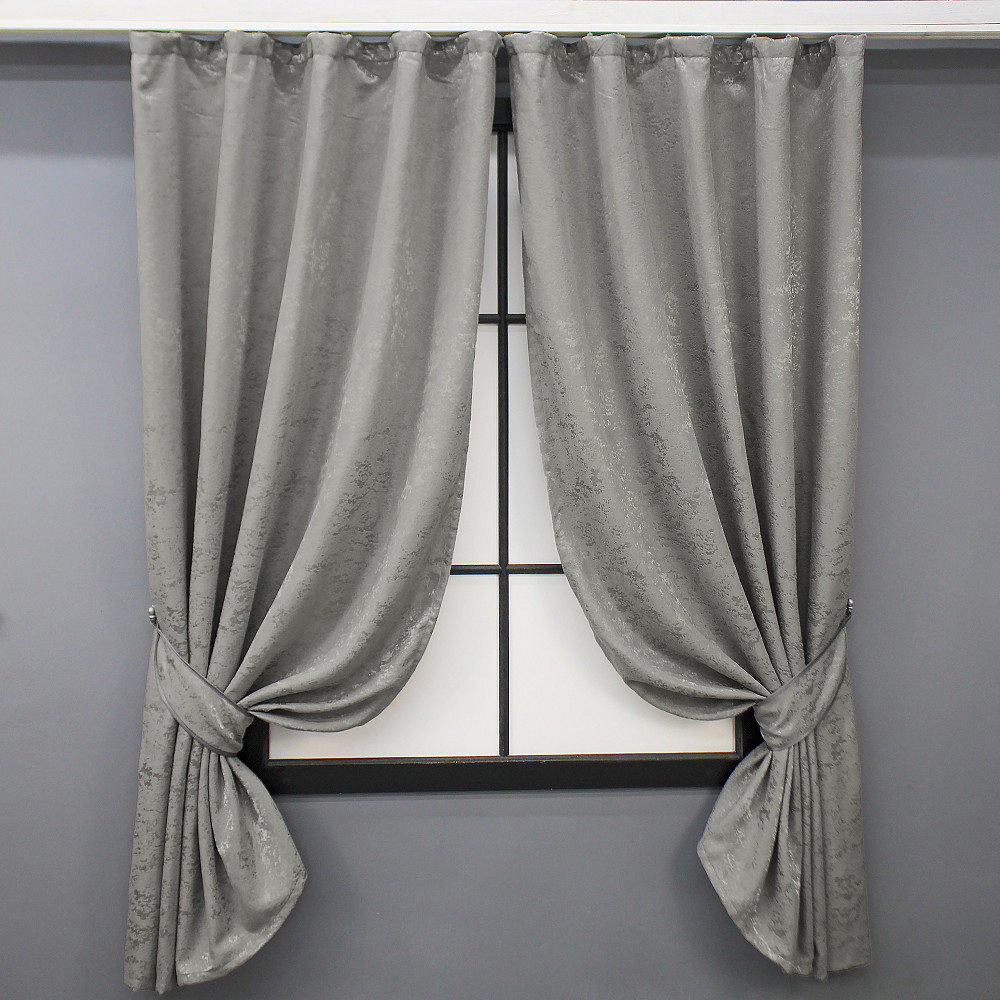 Комплект коротких штор VR-Textil Лен мрамор Pavliani № 1665ш Серый 130х170 см 2 шт (35-0305) Киев - изображение 1
