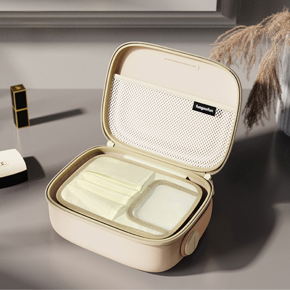 Косметичка Fungoofun силіконова б'юті-чемодан для косметики та аксесуарів, сумочка з ручкою на блискавці, бежева Кам'янець-Подільський - фото 3