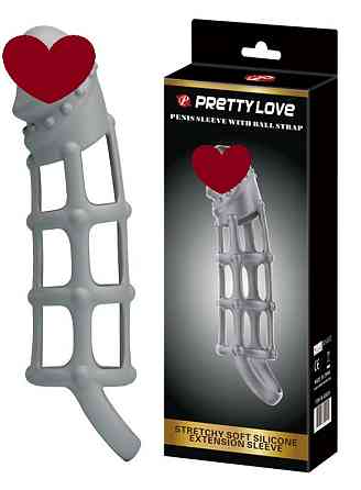 Ажурна насадка Penis Sleeve With Ball Strap, BI-026234. Sex Aura Київ