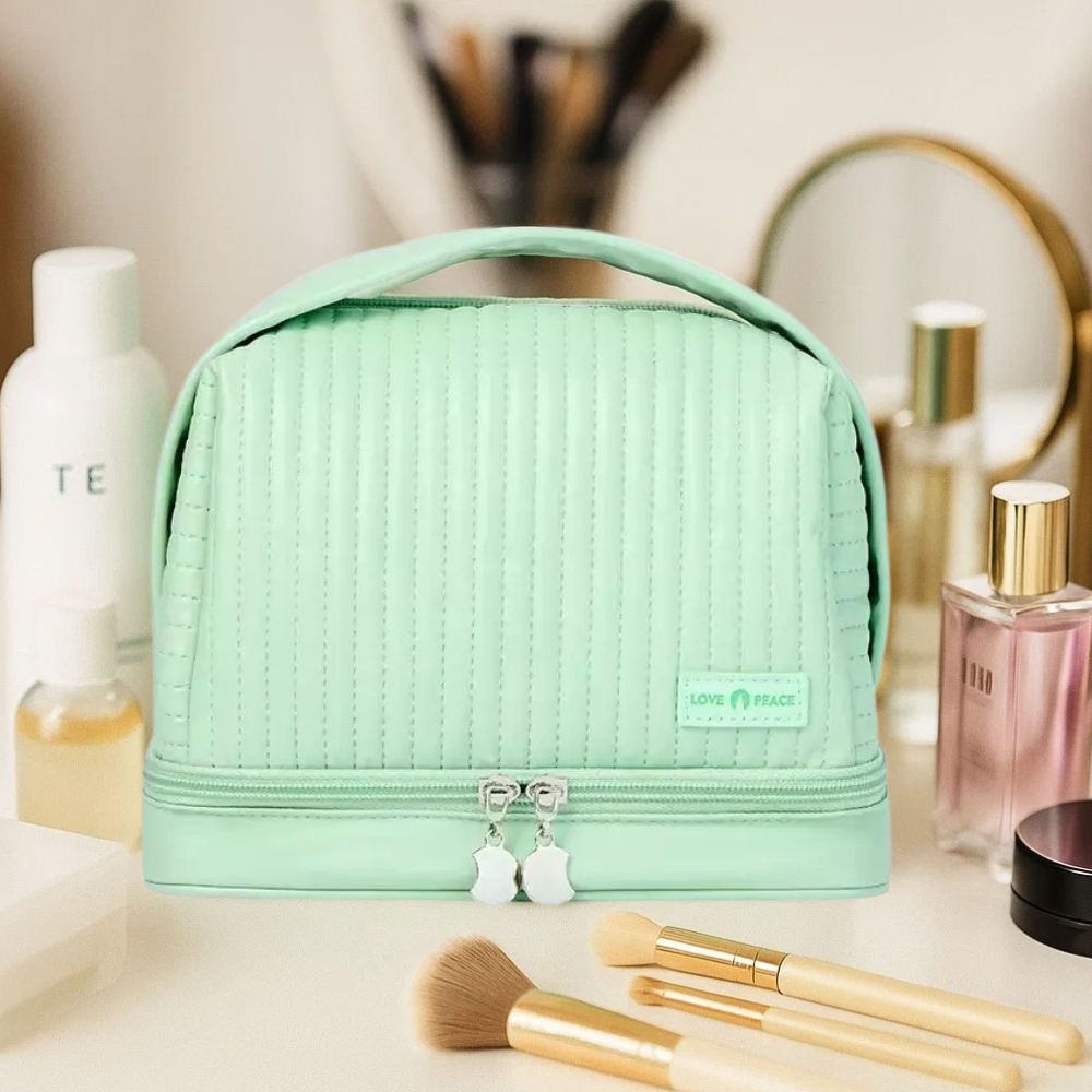 Косметичка для приладдя зі штучної шкіри для макіяжу, зелена Кам'янець-Подільський - фото 1