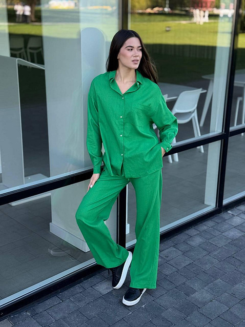 Костюм жіночий літній льон Зелений 42/44 Харків - фото 2