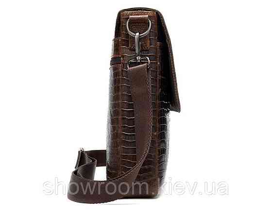 Чоловічі шкіряні сумки під рептилію Leather Collection (8857) brown Київ