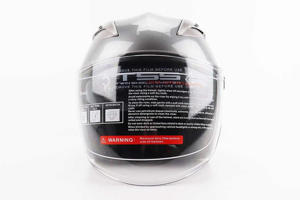 Шолом відкритий+відкидні окуляри BLD-708 S (55-56см), СІРИЙ глянець Киев - изображение 4