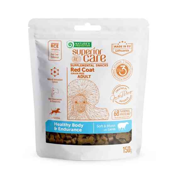 Nature's Protection Superior Care Red Coat Healthy Body & Endurance Беззернові ласощі для дорослих собак із рудим забарвленням з ягнятиною, 1 Київ