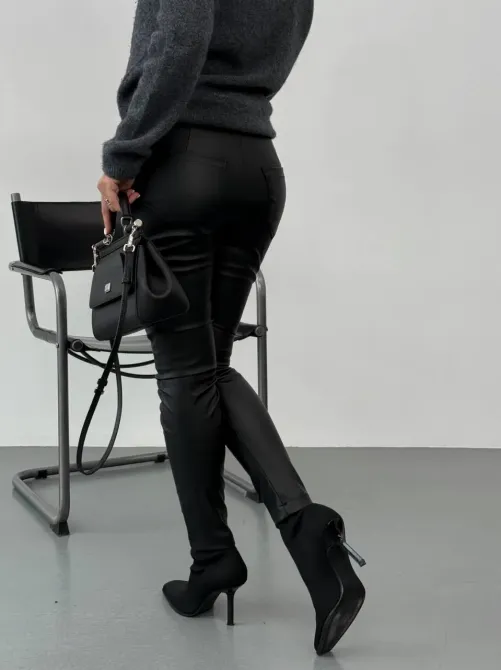 Стильные утеплённые флисовые кожаные брюки с карманами Харьков - изображение 9