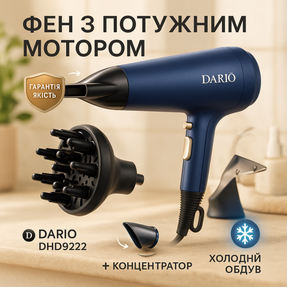 Фен электрический с насадками DARIO, Фен для укладки локонов Женский мощный для укладки волос HF-50 Львов