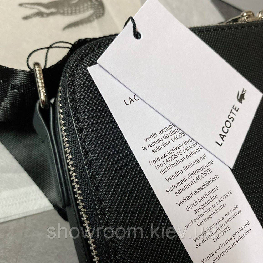 Чоловіча брендова сумка через плече Lacoste (2028) чорна Київ - фото 5
