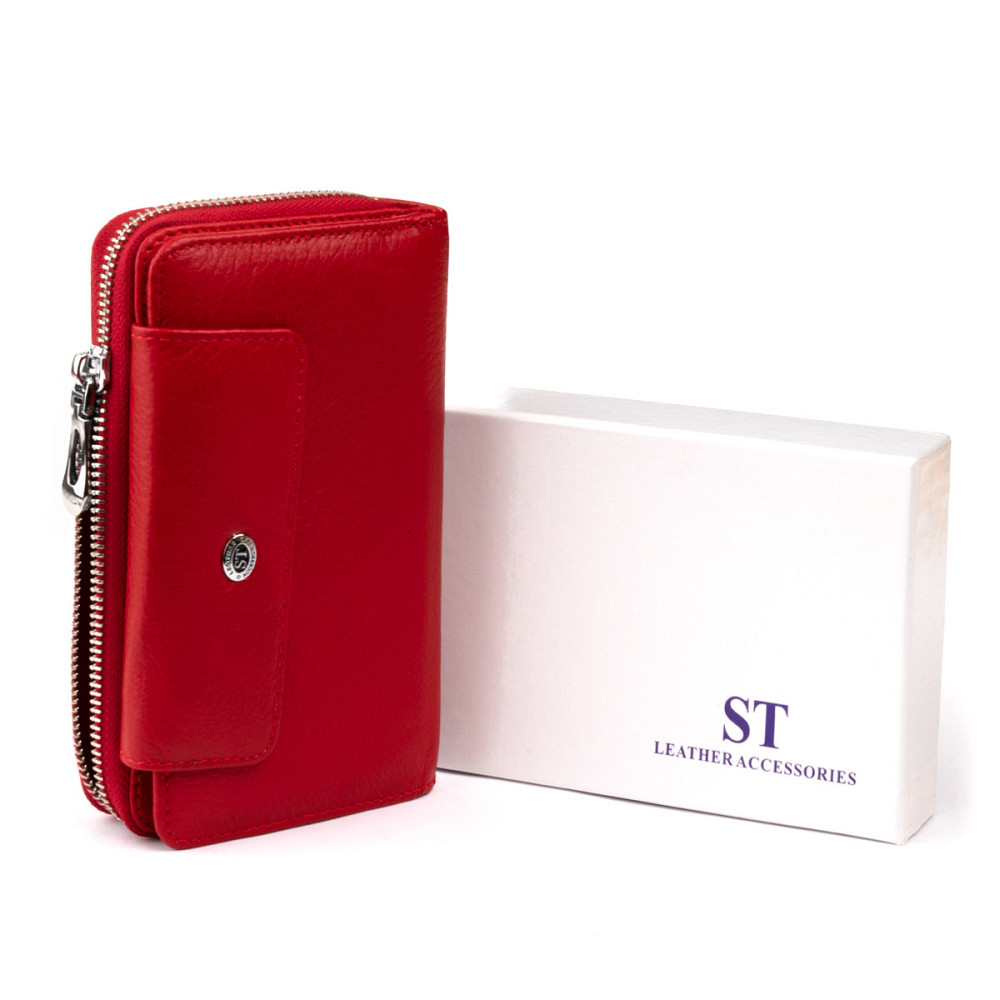 Кошелек из кожи на защелке ST Leather 19343 Красный Киев - изображение 4