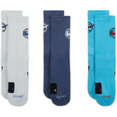 Шкарпетки Nike U Nk Ed Crew Bball 3Pr 144 DA2123-900 46-50 3 пари Світло-голубий/Синій/Бірюзовий (196153803879) Вінниця - фото 2