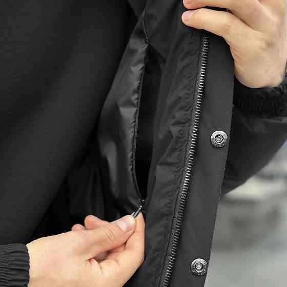 Черная мужская демисезонная куртка без капюшона весна осень Pobedov Axmont Киев