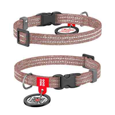 Нашийник для тварин WAUDOG Re-cotton з QR паспортом для котів та дрібних порід собак XS коричневий (16406) Вінниця