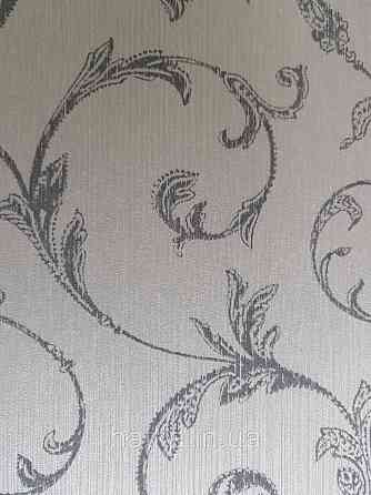 Шпалери текстильні 0.53х10.05 Rasch Textil Valentina класика завитки вензелі чорно сірі сірий металік Київ