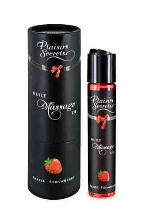 Масажна олія Plaisirs Secrets Strawberry (59 мл) з афродизіаками, їстівна, подарункова упаковка Sex Aura Київ