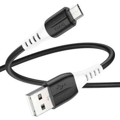Дата кабель USB 2.0 AM to Micro 5P 1.0m 2.4A silicone X82 black HOCO (6931474768551) Вінниця