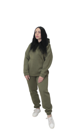 Женский спортивный теплый костюм трехнитка на флисе Хаки XS/S Харьков