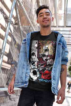 Футболка для хлопчика з аніме принтом Блуе Локк Кунігамі Рін оверсайз (зріст від 165 до 180) Чорний AnimeJ1156m Дніпро