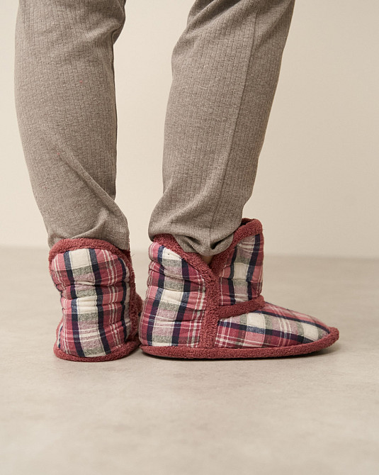 Женские Сапожки для дома в клеточку - Бордовый Nicoletta 304-4 Киев - изображение 5