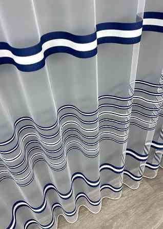 Тюль фатин полосы Цвет синий с белым 1773т Киев