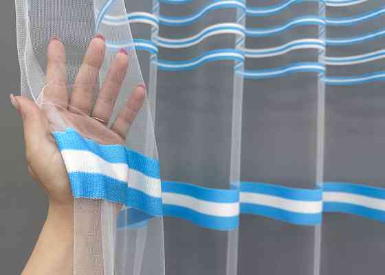 Тюль фатин смуги Колір блакитний з білим 1776т Київ