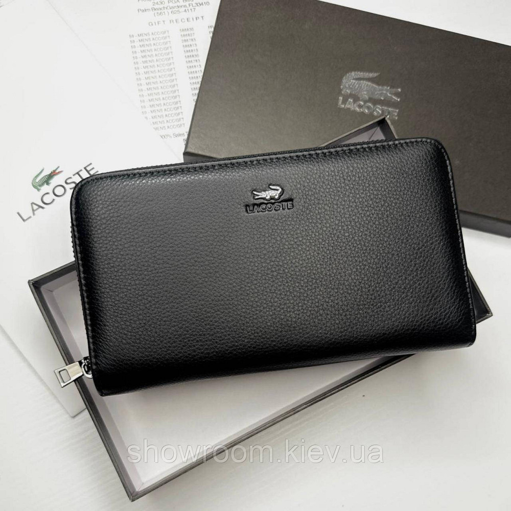 Шкіряний брендовий гаманець клатч на змійці Lacoste (6613) Київ - фото 2