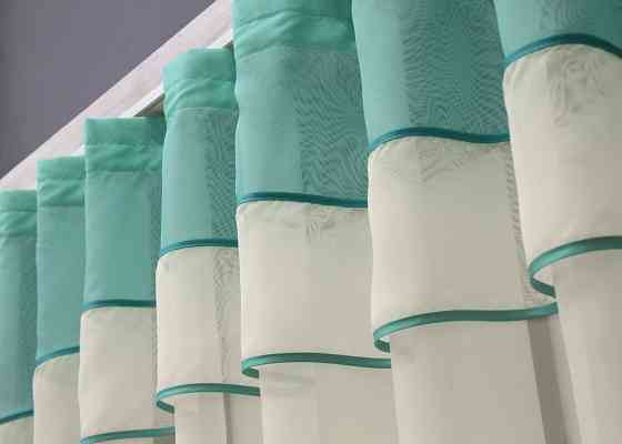 Кухонная гардина VR-Textil № 036к арка молочный с бирюзовым 270х170 см (52-0855) Киев