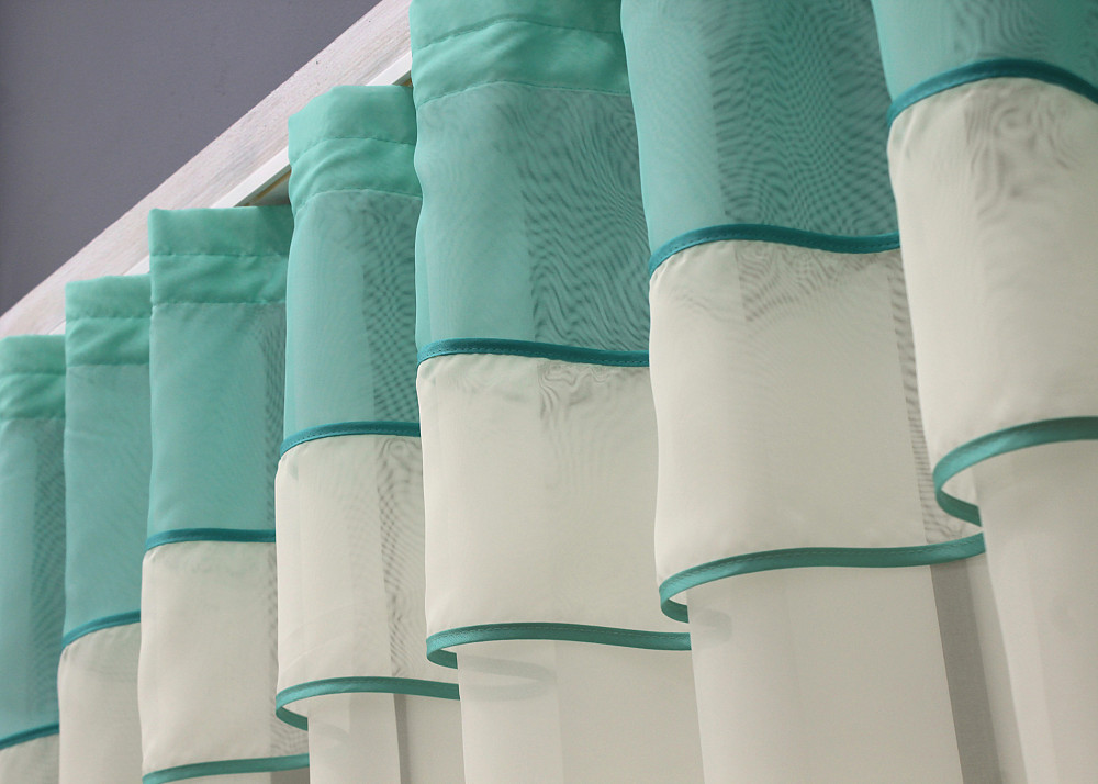 Кухонная гардина VR-Textil № 036к арка молочный с бирюзовым 270х170 см (52-0855) Киев - изображение 3