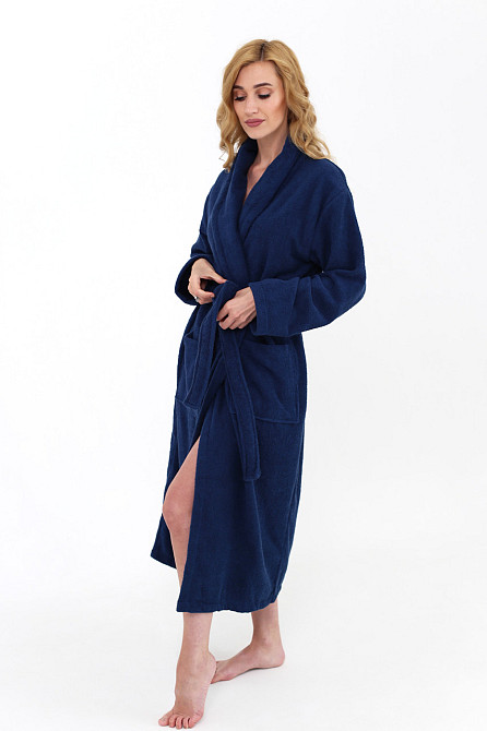 Жіночий халат Ideal Textile банний махровий Темно-синій (56860466) Чернівці - фото 1