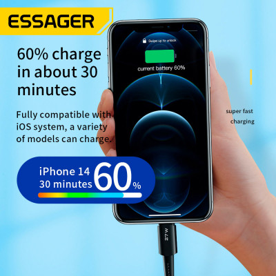Дата кабель USB-C to Lightning 0.5m 20W black Essager (EXCTL-CGB01) Вінниця - фото 3