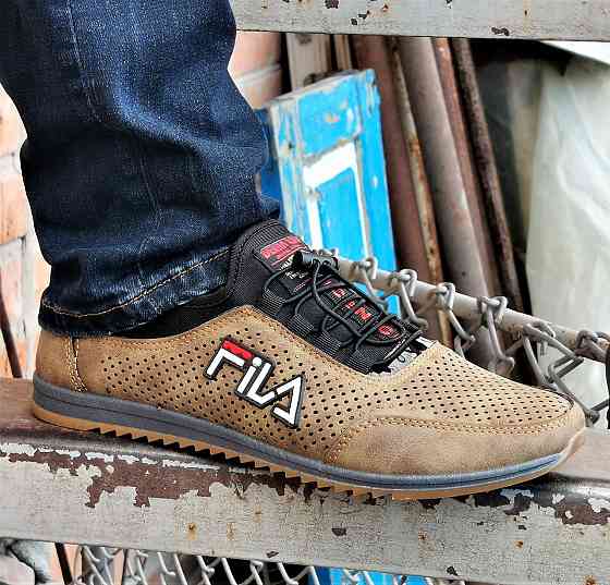 Чоловічі мокасини Кросівки FILA Коричневі з Перфорацією Туфлі (розміри: 40,41,42,43,44,45) Відео Огляд — 17-3 Дніпро