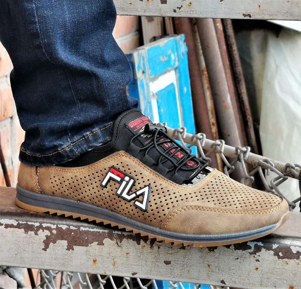 Мужские Мокасины Кроссовки FILA Коричневые с Перфорацией Туфли (размеры: 40,41,42,43,44,45) Видео Обзор - 17-3 Днепр - изображение 3