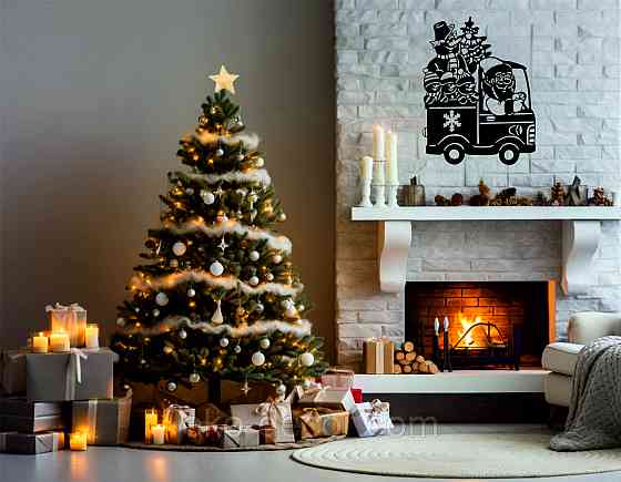 Декоративное настенное Панно «Новый год», Декор на стену 110*83 см, Чёрный Киев