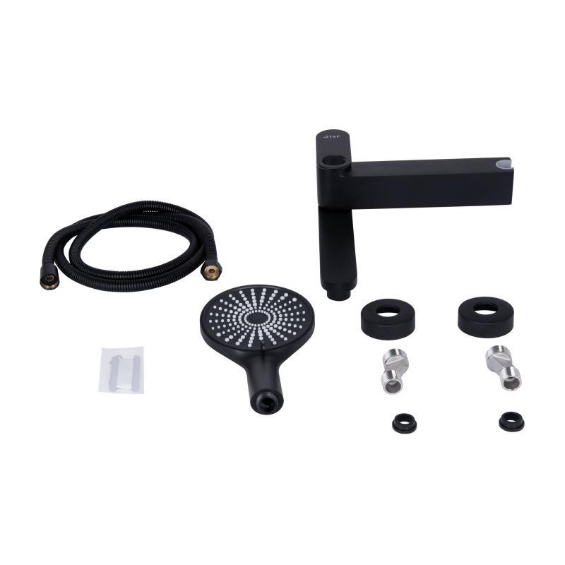 Смеситель для ванны с поворотным изливом, c душевым гарнитуром Qtap Jay QTJAY260BLM45548 Black Matt Харьков - изображение 8