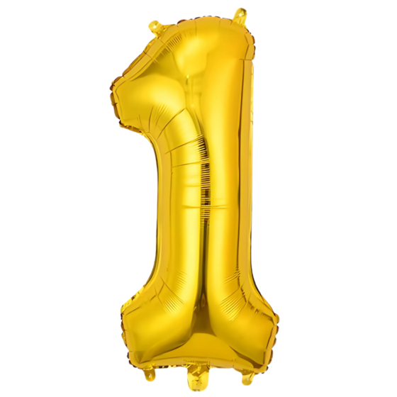 Воздушный шар в виде цифры 1 золотой,40 дюймов, фольгированый, для праздников: дня рождения, юбилеев,годовщин Каменец-Подольский