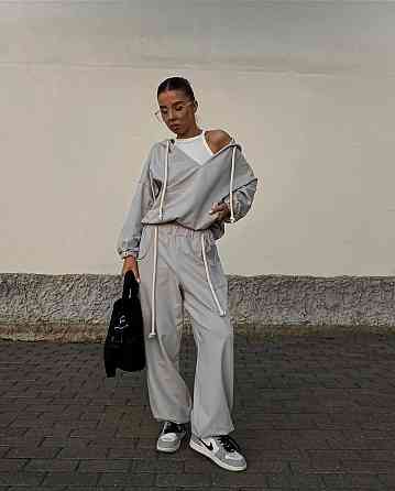 Жіночий стильний повсякденний костюм двонитка Сірий, 48/52 Одеса