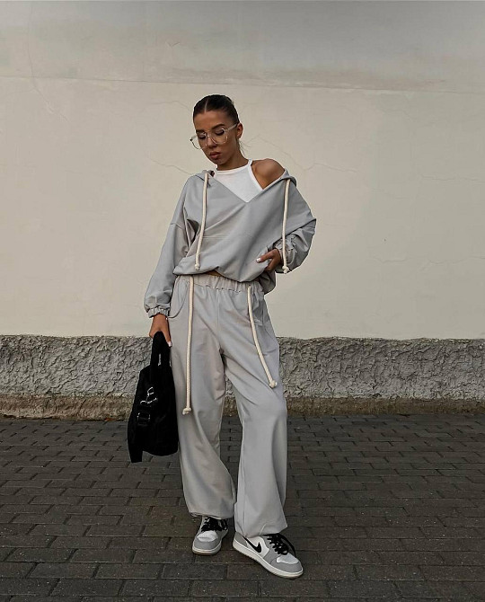 Жіночий стильний повсякденний костюм двонитка Сірий, 48/52 Одеса - фото 1