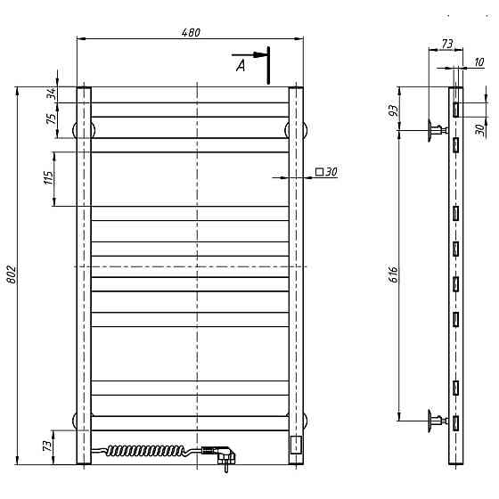 Полотенцесушитель Авангард 480х800 Sensor левый с таймером, матовое золото Киев