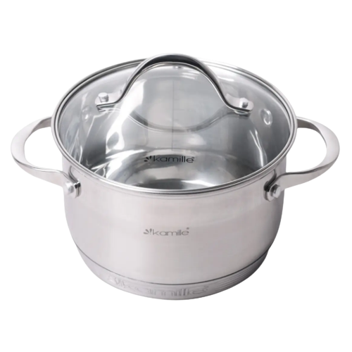 Каструля нержавіюча сталь 2,9л з кришкою 7-шарове дно 4718S KAMILLE Житомир
