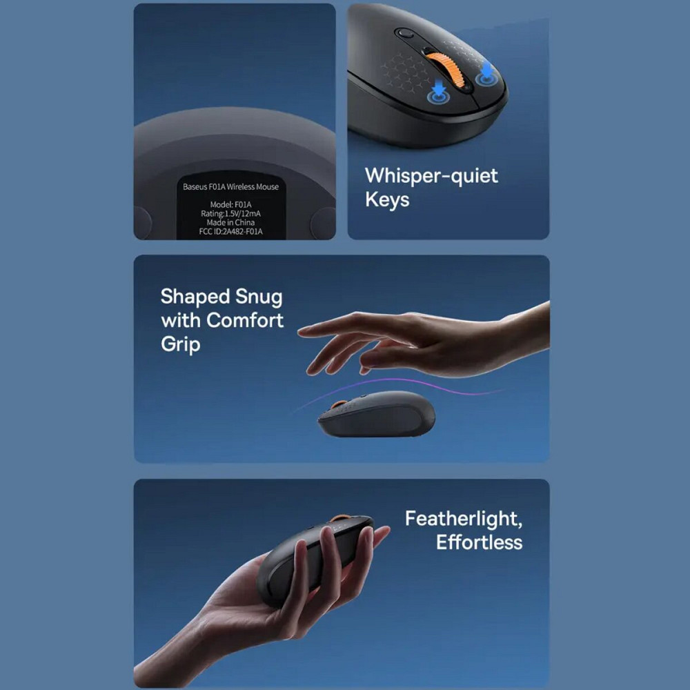 Маніпулятор миша бездротова Baseus F01A Wireless Mouse Frosted Gray Київ - фото 5