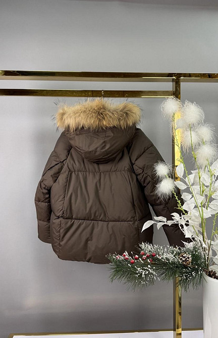 Детская зимняя куртка для девочки подростка 134 шоколад Николаев - изображение 3