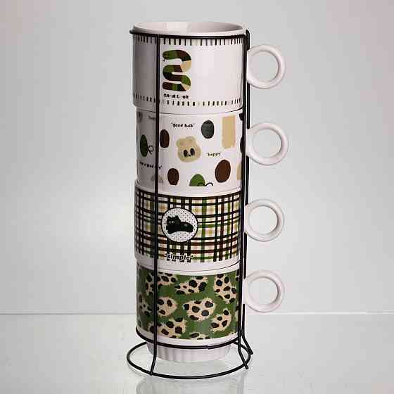 Подарочный набор фарфоровых чашек Lucky 4 на подставке Киев