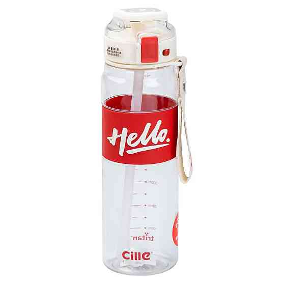 Пляшка для води 860 мл тритан з ремінцем і ручкою Червона HP17303R Київ